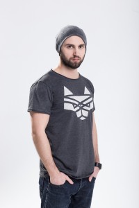 T-SHIRT z wilkiem męski grafitowy melanż
