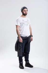 T-SHIRT z wilkiem meski biały