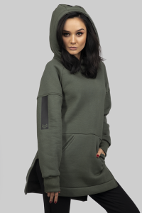 CUB long wolf hoodie / długa bluza z kapturem oliwkowa ciemna